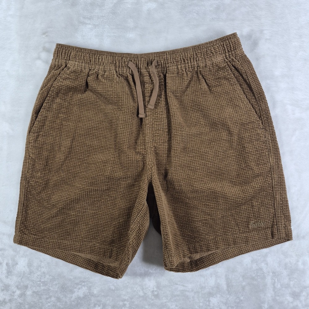 Katin Ward Shorts Men's Small Brown 6" Inseam Waffle Corduroy Casual Comfort